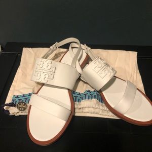 Leather Tory Burch sandal ivory color